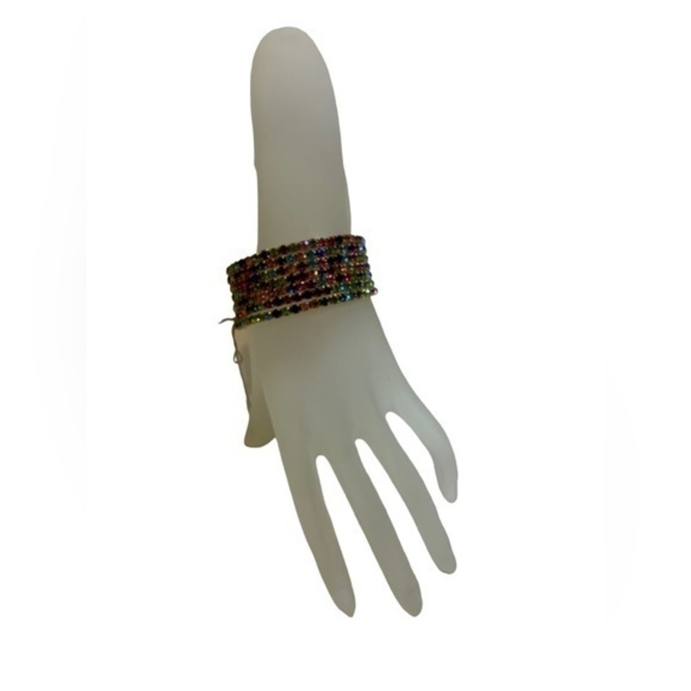 Natasha Couture multi colored rhinestone bracelet - Picture 2 of 6